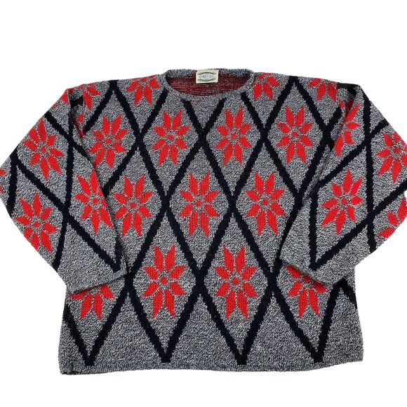 VTG 90s Separate Issue Acrylic Sweater Diamond Floral Pattern Women's Small - Picture 1 of 10